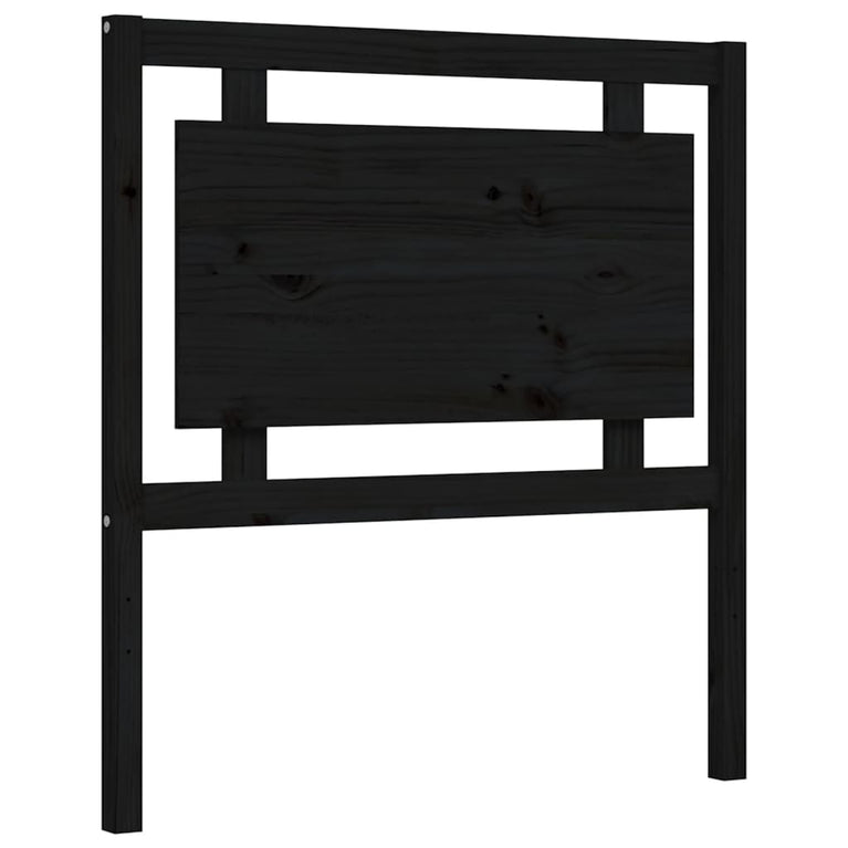 Bedframe met hoofdeinde massief hout zwart 90x190 cm