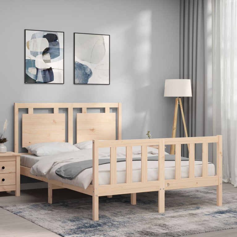 Bedframe met hoofdbord massief hout 4FT Small Double