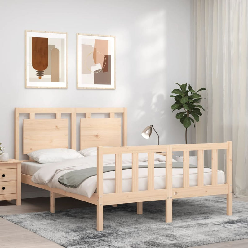 Bedframe met hoofdbord massief hout 4FT Small Double