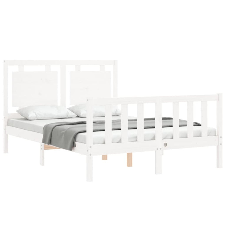 Bedframe met hoofdbord massief hout wit 4FT Small Double