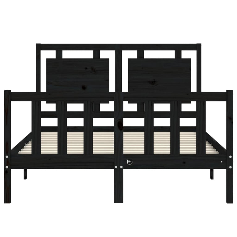 Bedframe met hoofdbord massief hout zwart 4FT Small Double
