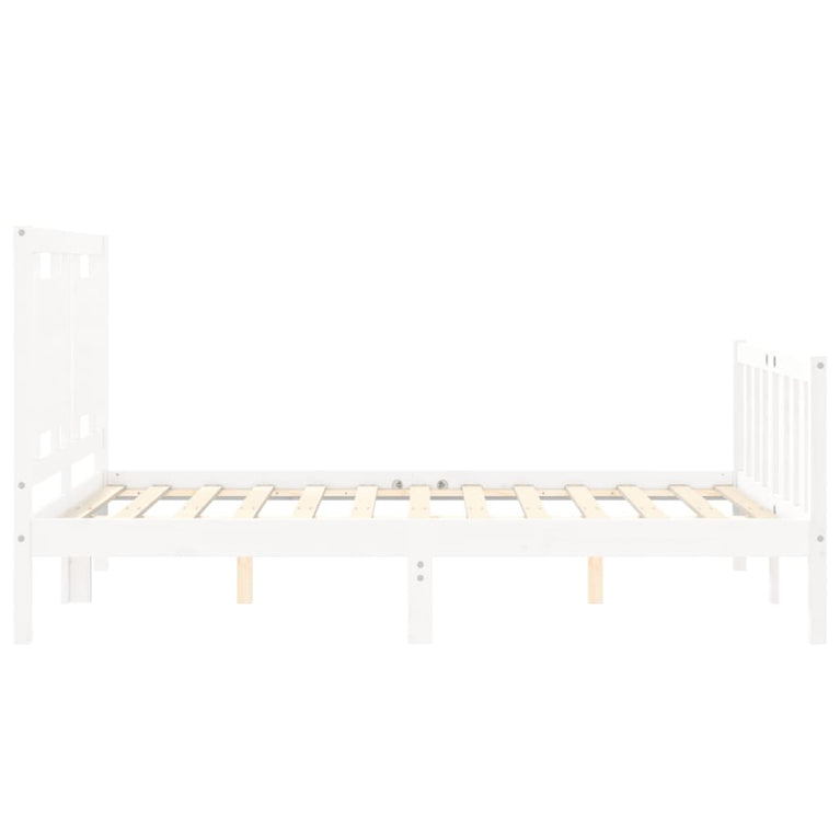 Bedframe met hoofdbord massief hout wit 4FT6 Double