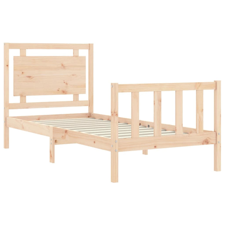Bedframe met hoofdbord massief hout 90x200 cm