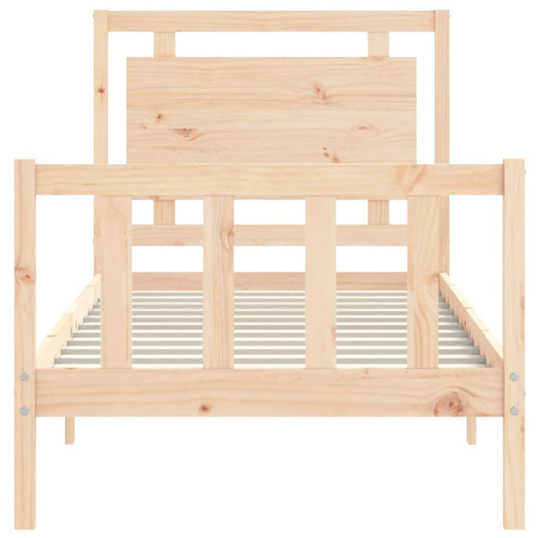 Bedframe met hoofdbord massief hout 90x200 cm