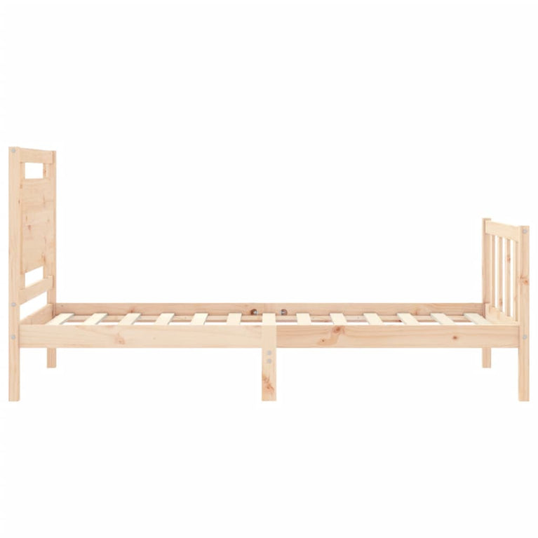 Bedframe met hoofdbord massief hout 90x200 cm