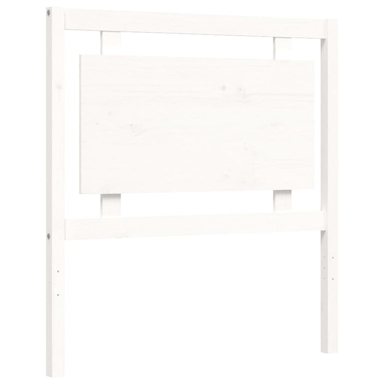 Bedframe met hoofdbord massief hout wit 100x200 cm
