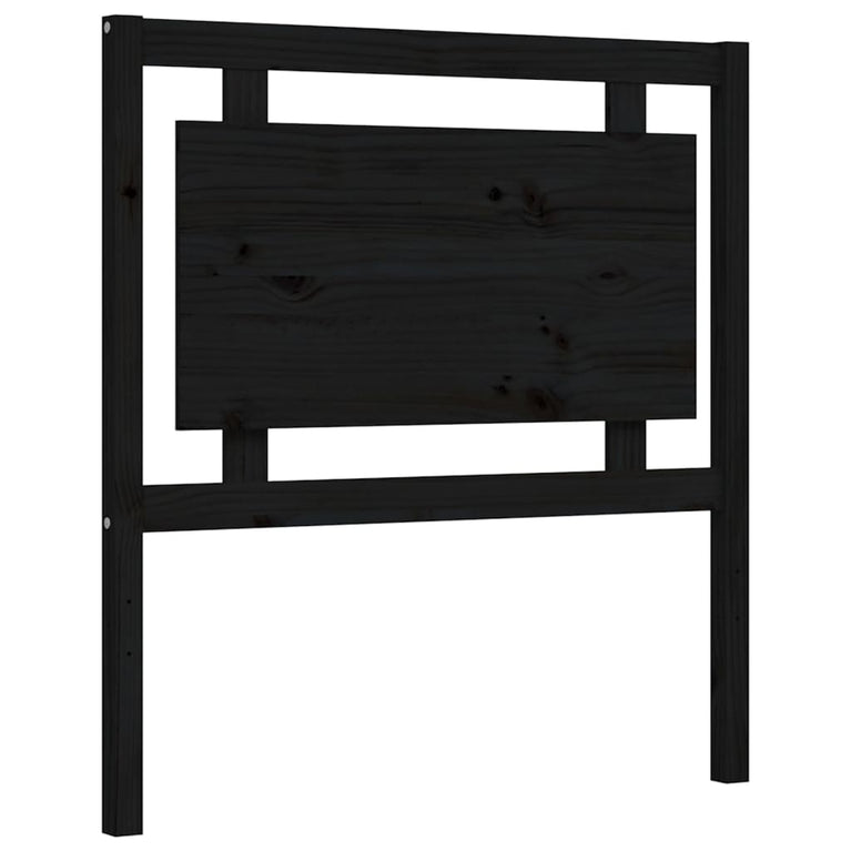 Bedframe met hoofdbord massief hout zwart 100x200 cm