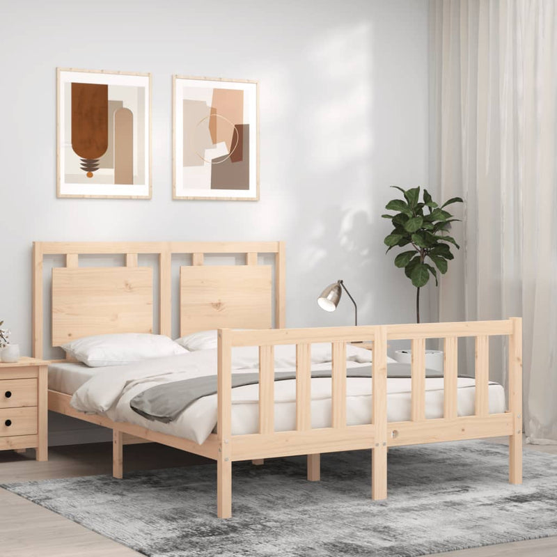 Bedframe met hoofdbord massief hout 120x200 cm