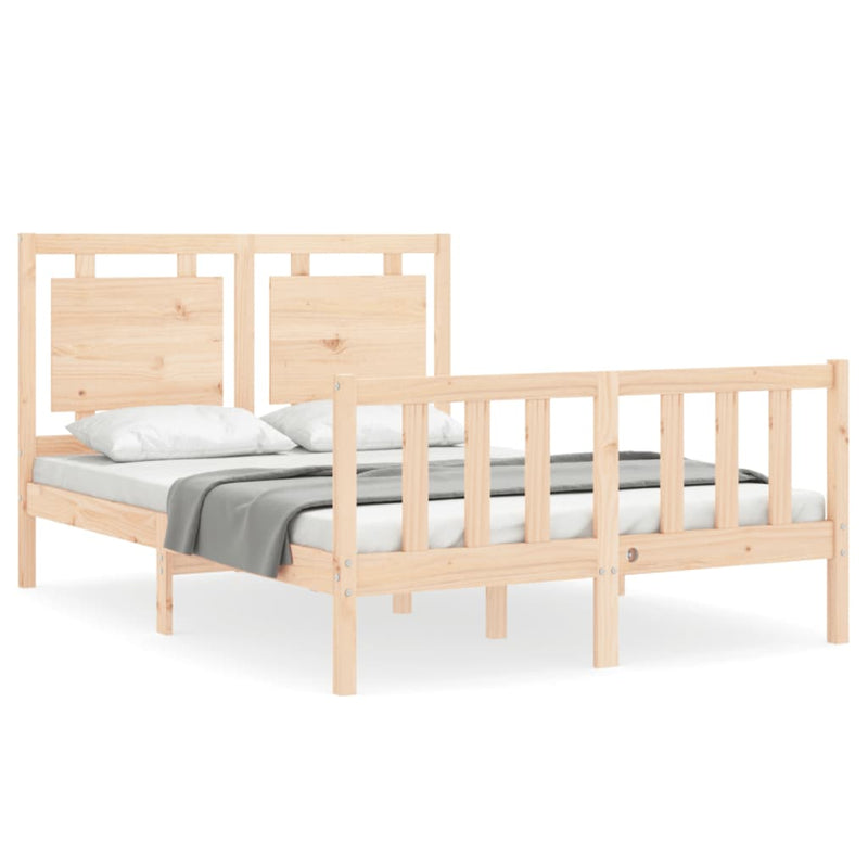 Bedframe met hoofdbord massief hout 140x200 cm