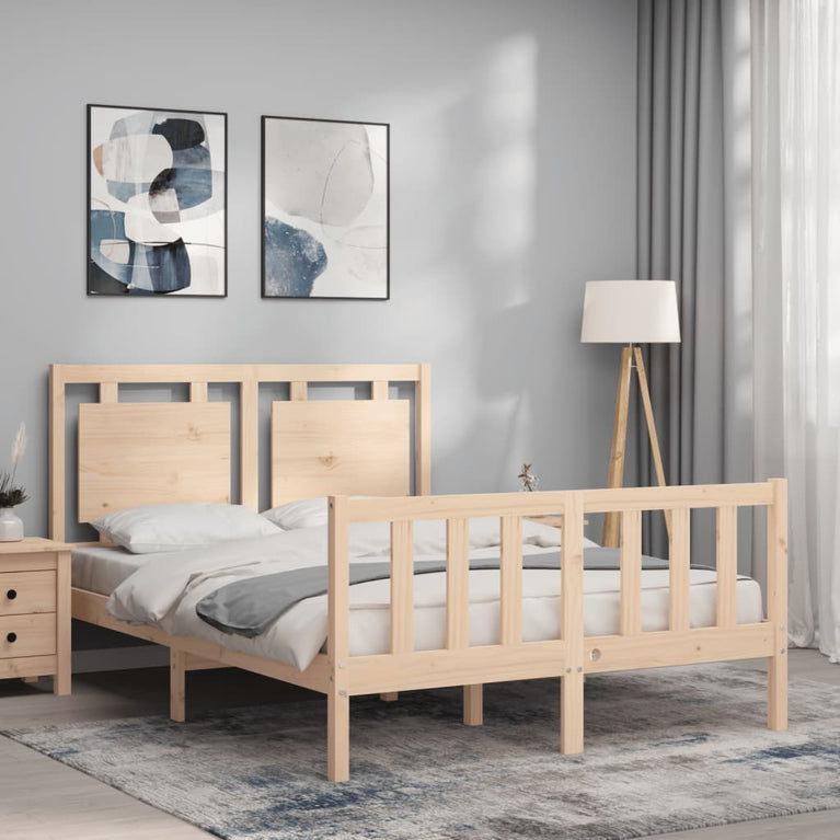 Bedframe met hoofdbord massief hout 140x200 cm