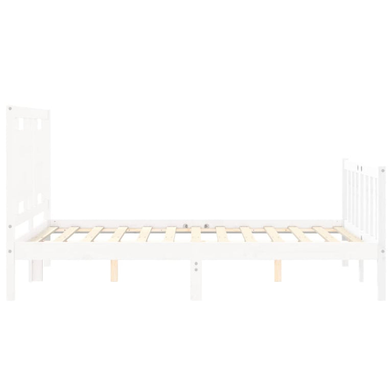 Bedframe met hoofdbord massief hout wit 140x200 cm