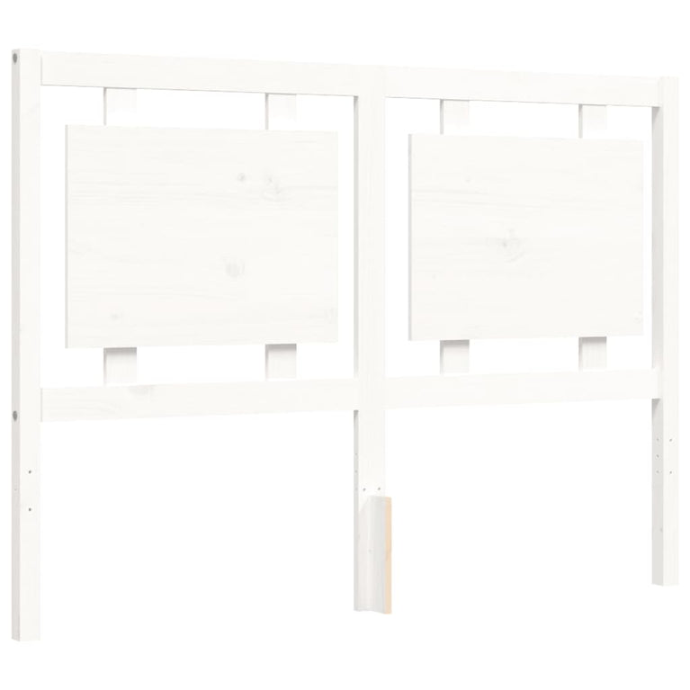 Bedframe met hoofdbord massief hout wit 140x200 cm