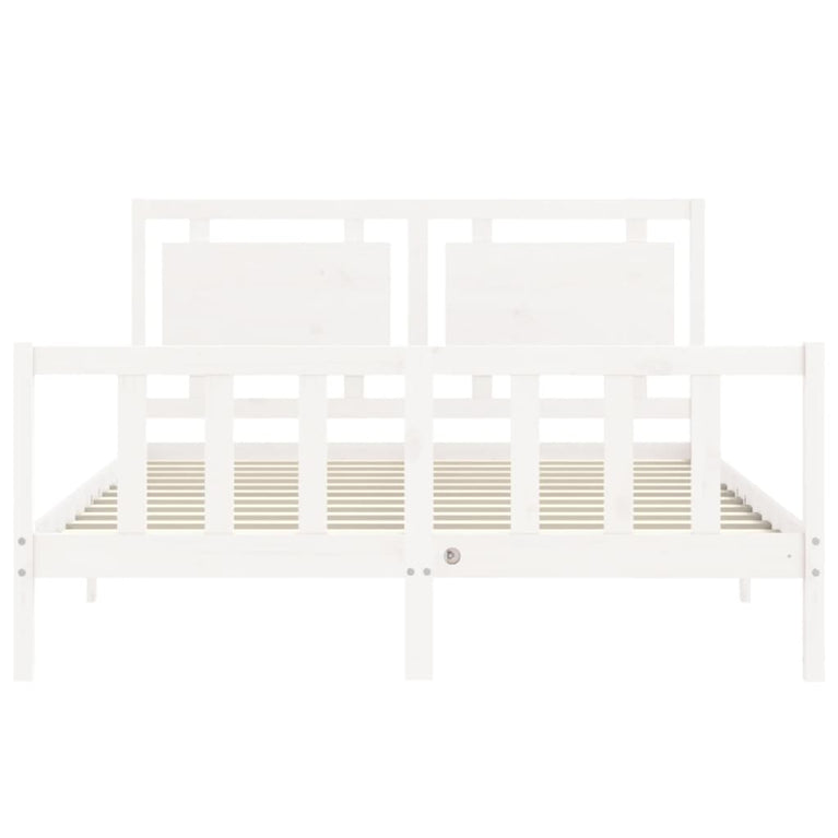 Bedframe met hoofdbord massief hout wit 5 FT King Size