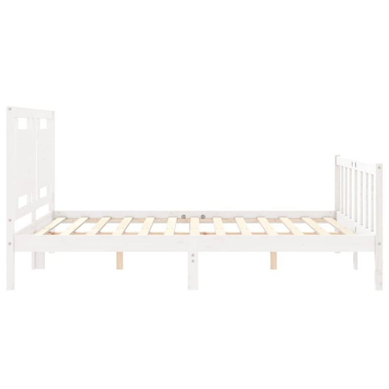 Bedframe met hoofdbord massief hout wit 5 FT King Size