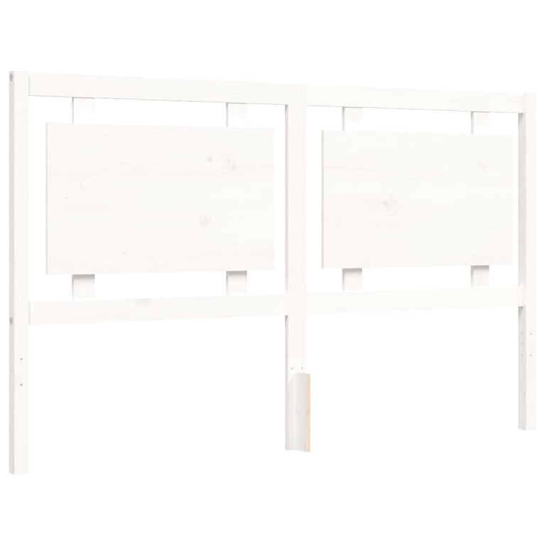 Bedframe met hoofdbord massief hout wit 5 FT King Size