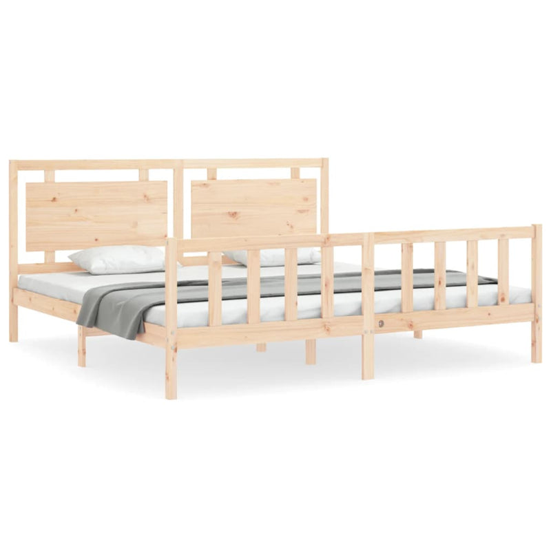 Bedframe met hoofdbord massief hout 180x200 cm
