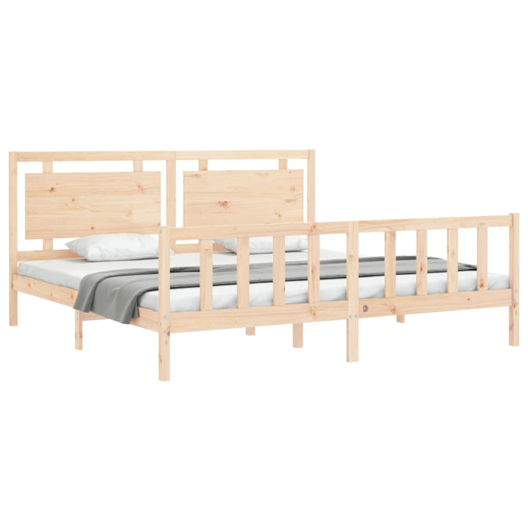Bedframe met hoofdbord massief hout 180x200 cm