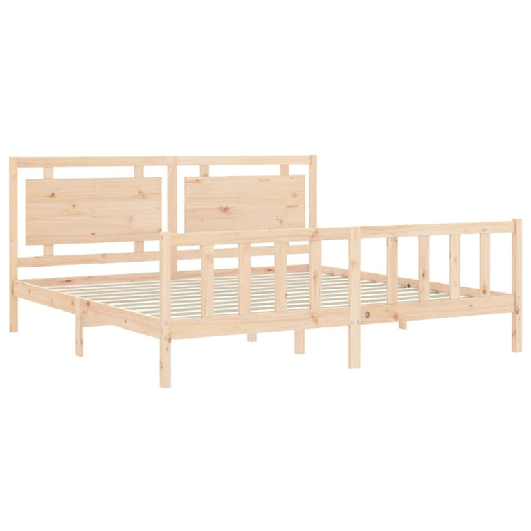 Bedframe met hoofdbord massief hout 180x200 cm