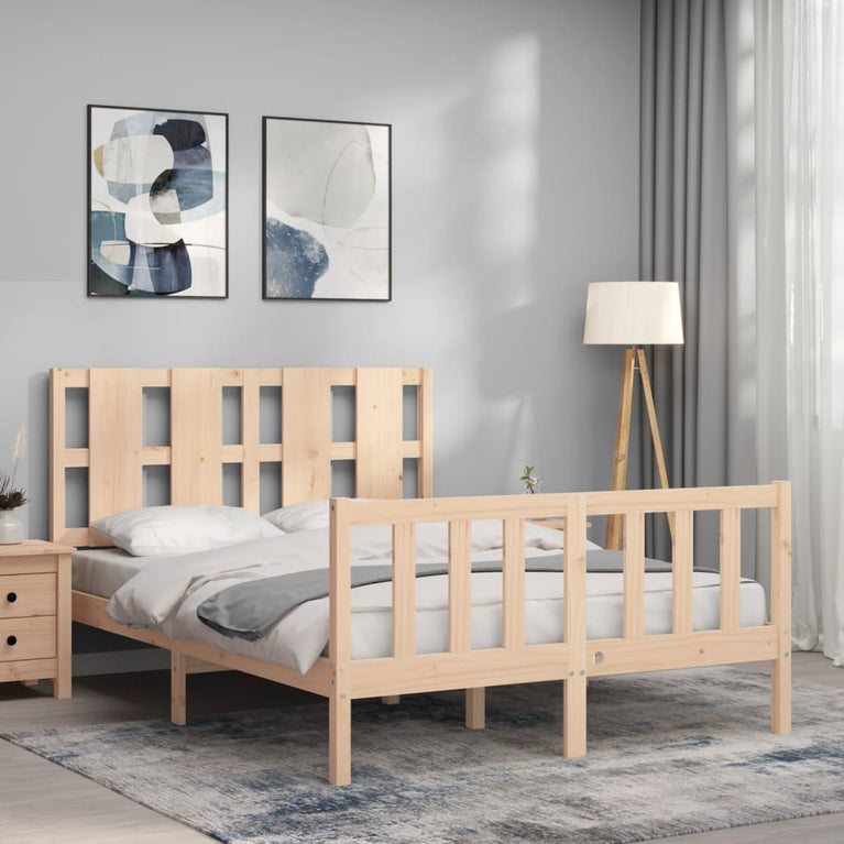 Bedframe met hoofdbord massief hout 4FT Small Double