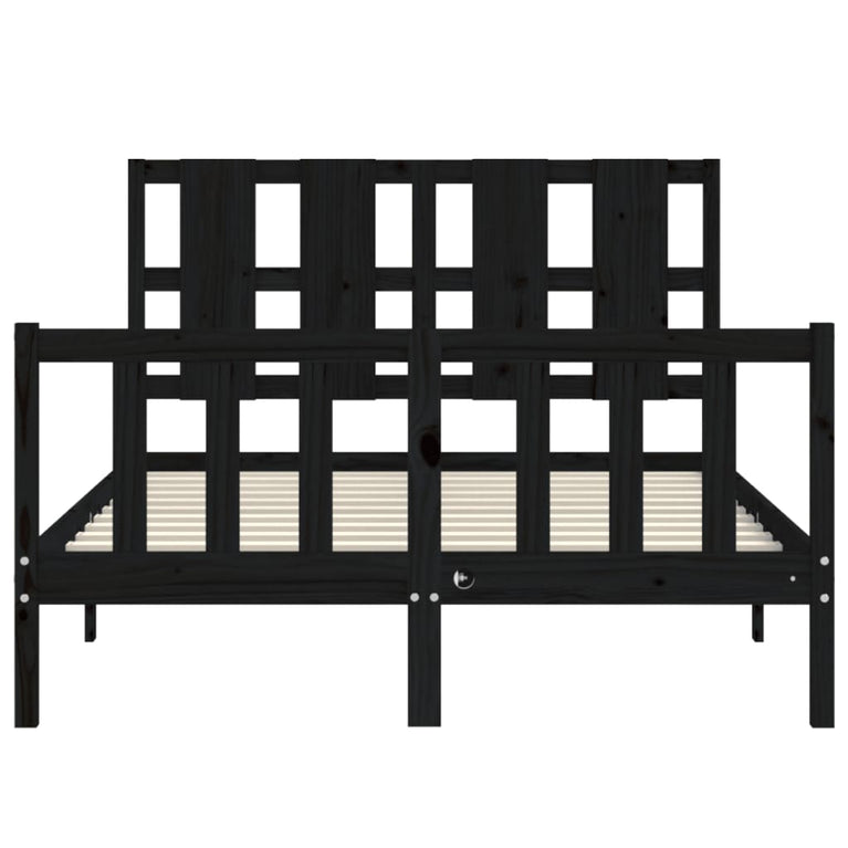 Bedframe met hoofdbord massief hout zwart 4FT Small Double