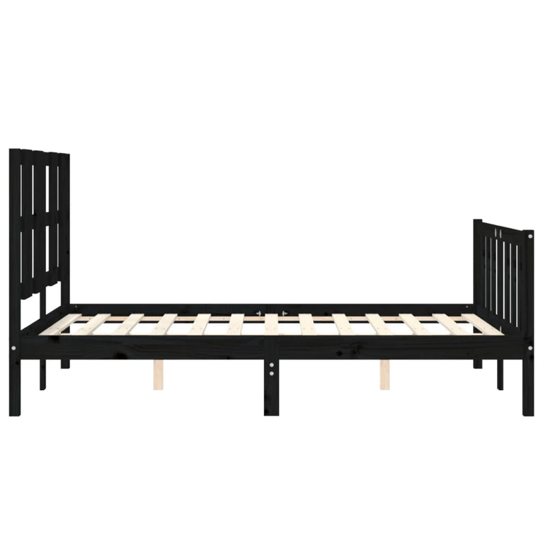 Bedframe met hoofdbord massief hout zwart 4FT Small Double