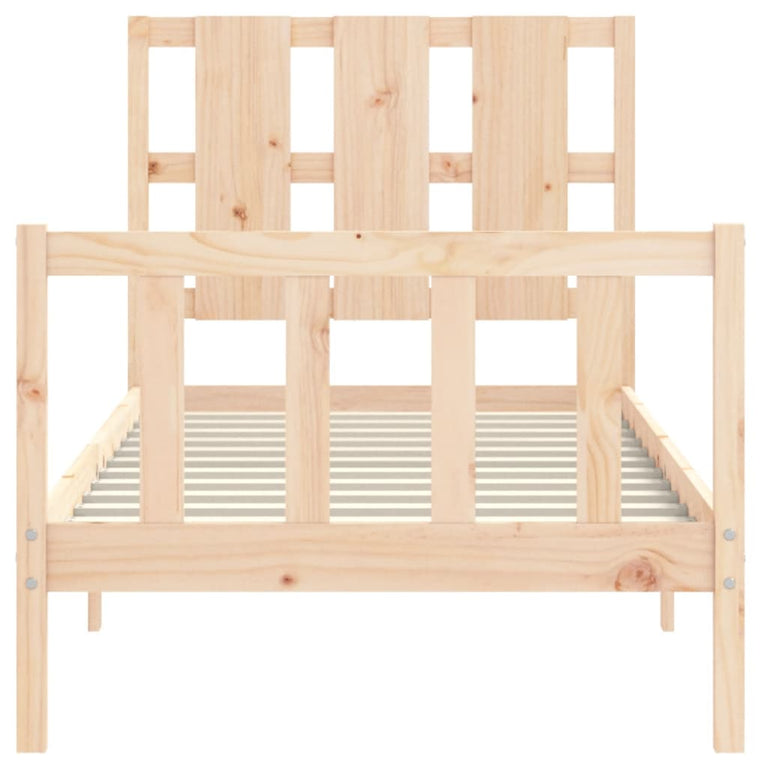 Bedframe met hoofdbord massief hout 90x200 cm