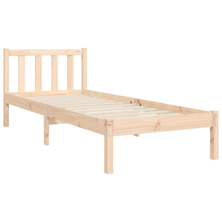 Bedframe met hoofdbord massief hout 90x200 cm