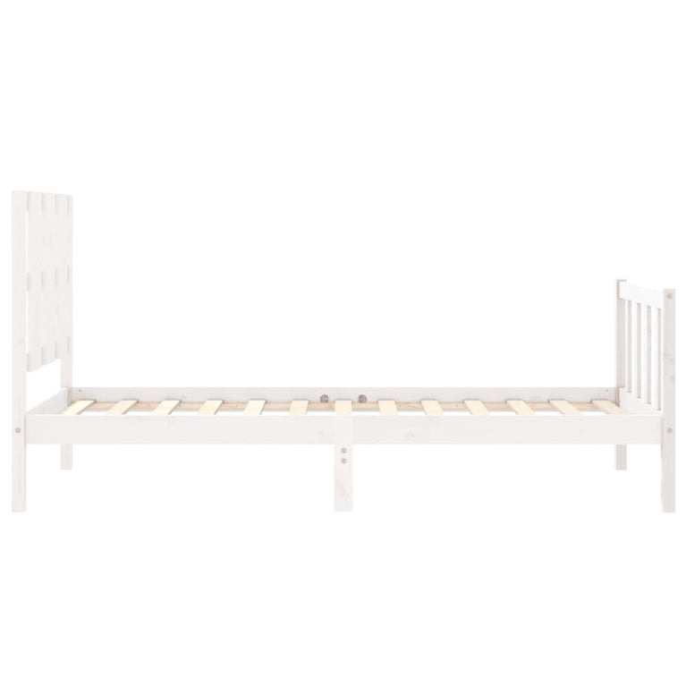 Bedframe met hoofdbord massief hout wit 100x200 cm