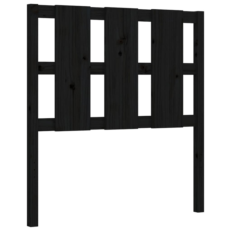 Bedframe met hoofdbord massief hout zwart 100x200 cm