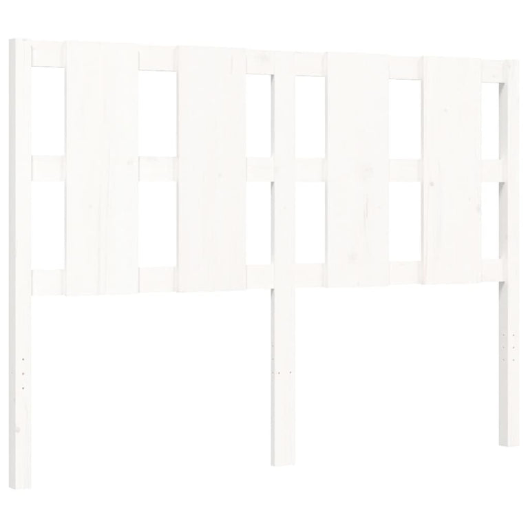 Bedframe met hoofdbord massief hout wit 120x200 cm