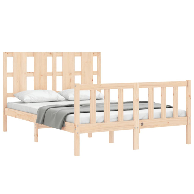 Bedframe met hoofdbord massief hout 140x200 cm