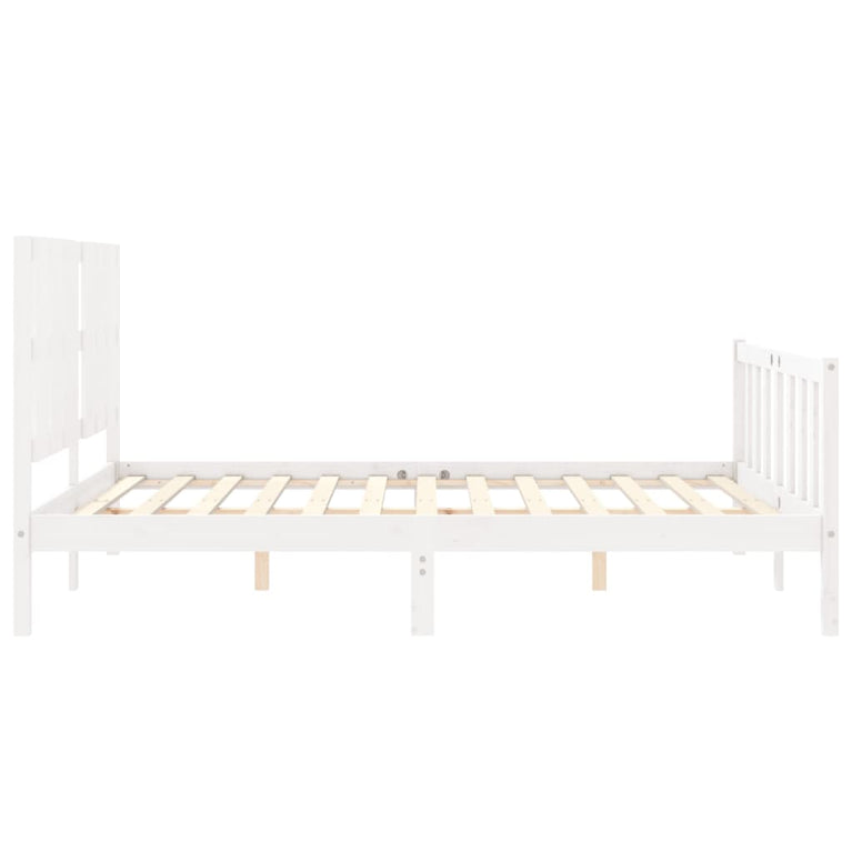 Bedframe met hoofdbord massief hout wit 5 FT King Size
