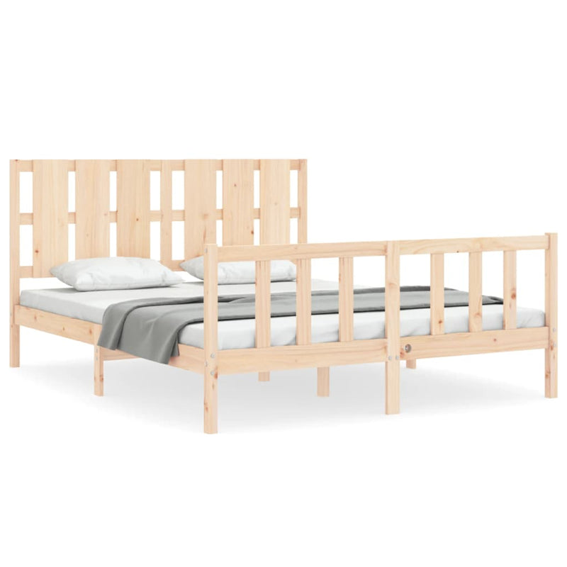 Bedframe met hoofdbord massief hout 160x200 cm
