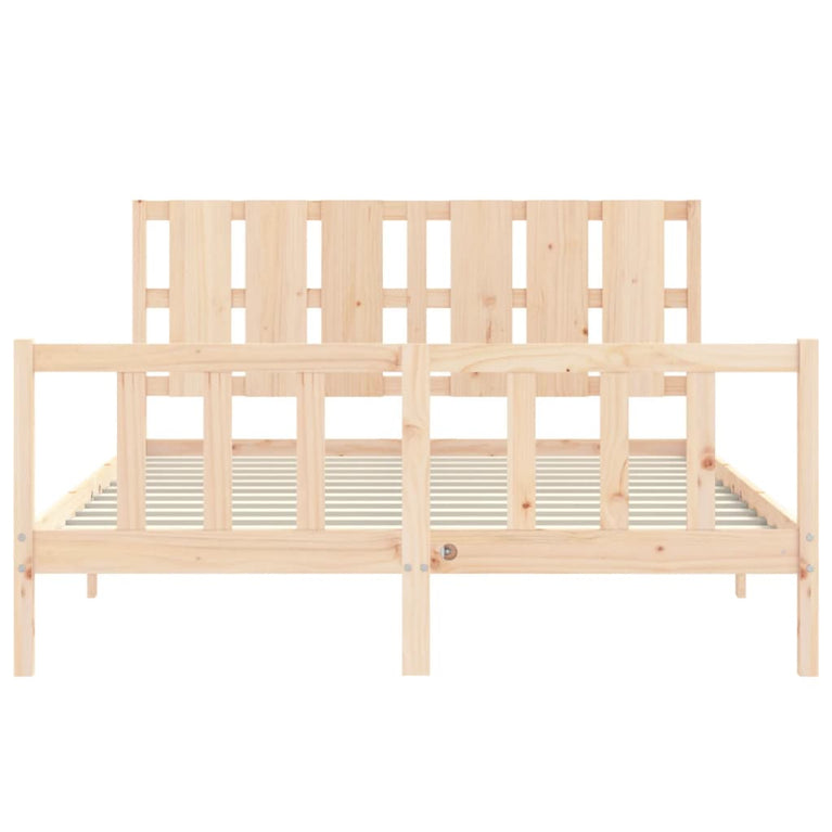 Bedframe met hoofdbord massief hout 160x200 cm