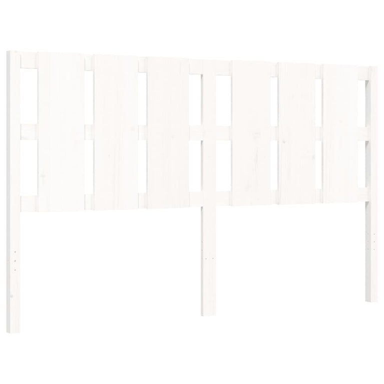 Bedframe met hoofdbord massief hout wit 160x200 cm