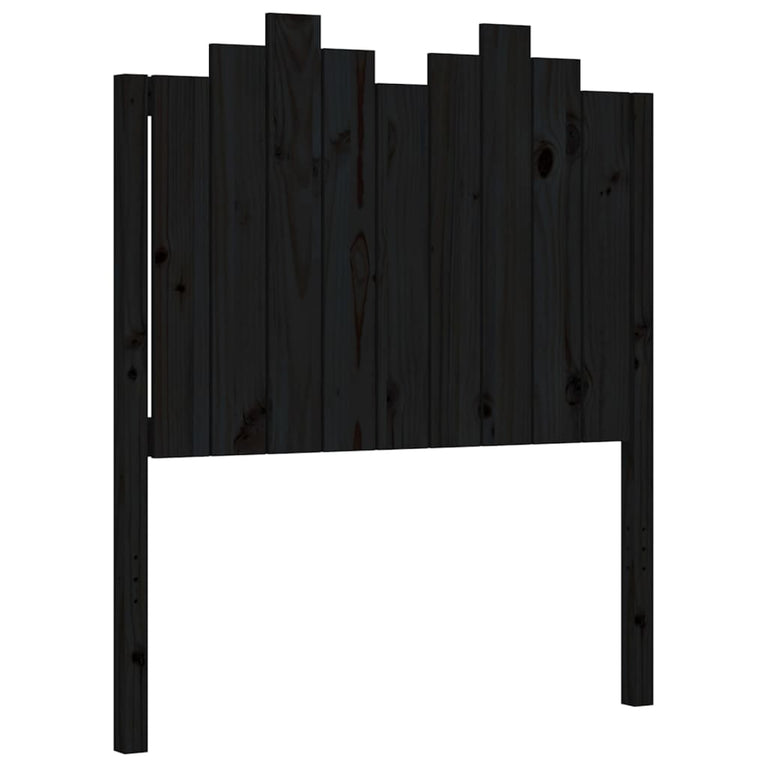 Bedframe met hoofdeinde massief hout zwart 90x190 cm