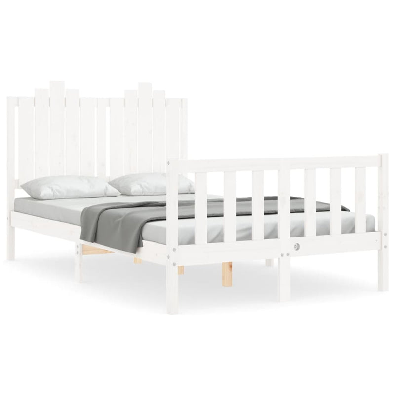 Bedframe met hoofdbord massief hout wit 4FT Small Double