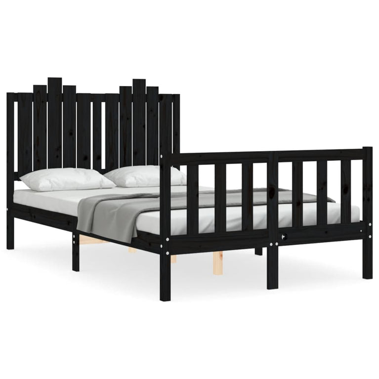 Bedframe met hoofdbord massief hout zwart 4FT Small Double