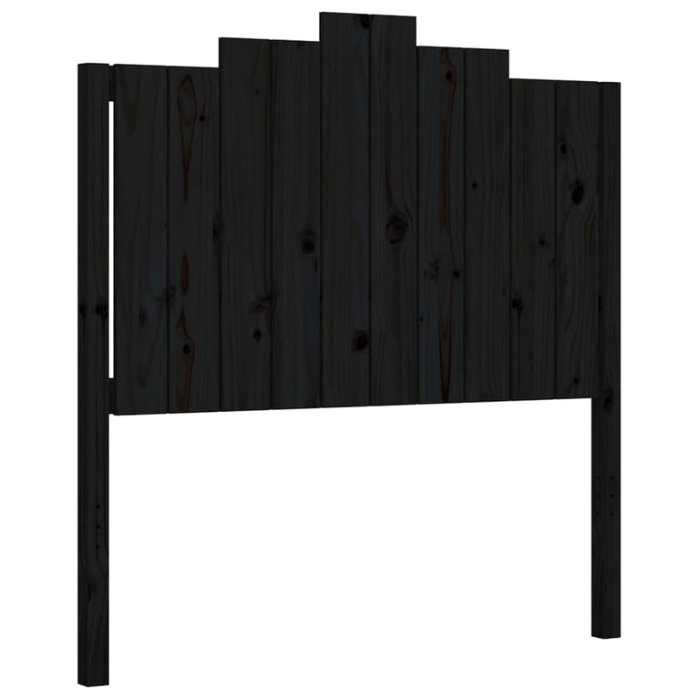 Bedframe met hoofdbord massief hout zwart 100x200 cm