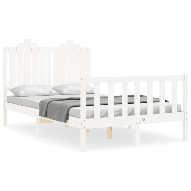 Bedframe met hoofdbord massief hout wit 120x200 cm