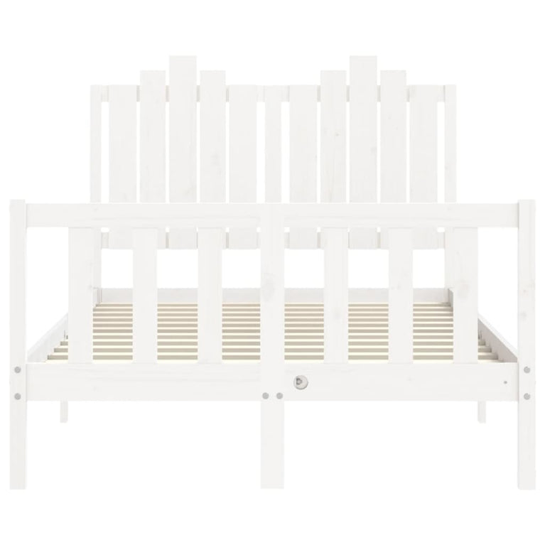 Bedframe met hoofdbord massief hout wit 120x200 cm
