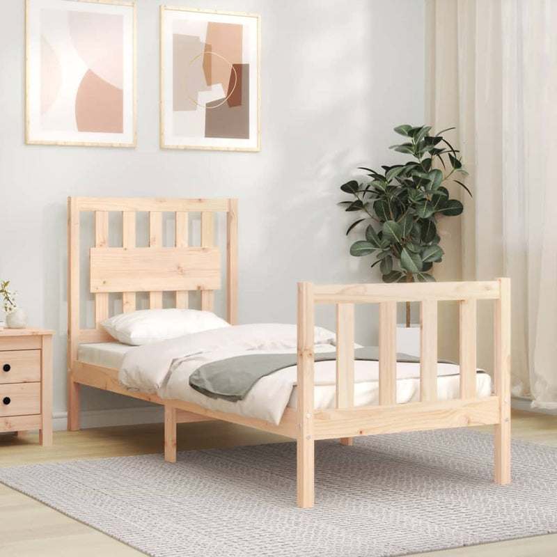Bedframe met hoofdbord massief hout 2FT6 Small Single