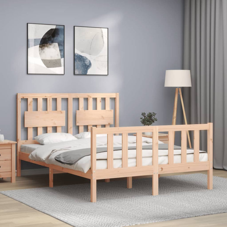 Bedframe met hoofdbord massief hout 4FT Small Double