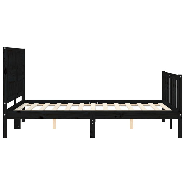 Bedframe met hoofdbord massief hout zwart 4FT Small Double