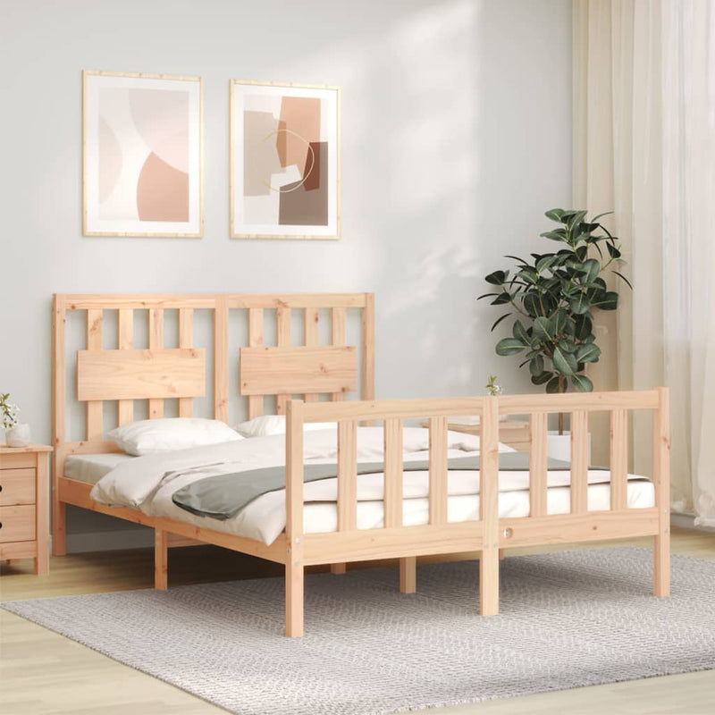 Bedframe met hoofdbord massief hout 4FT6 Double