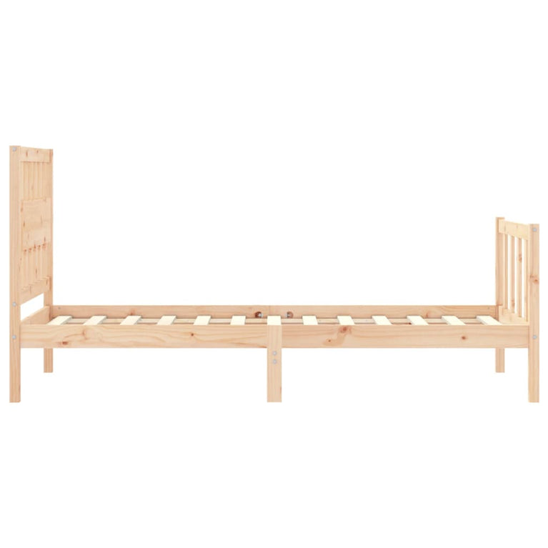 Bedframe met hoofdbord massief hout 90x200 cm