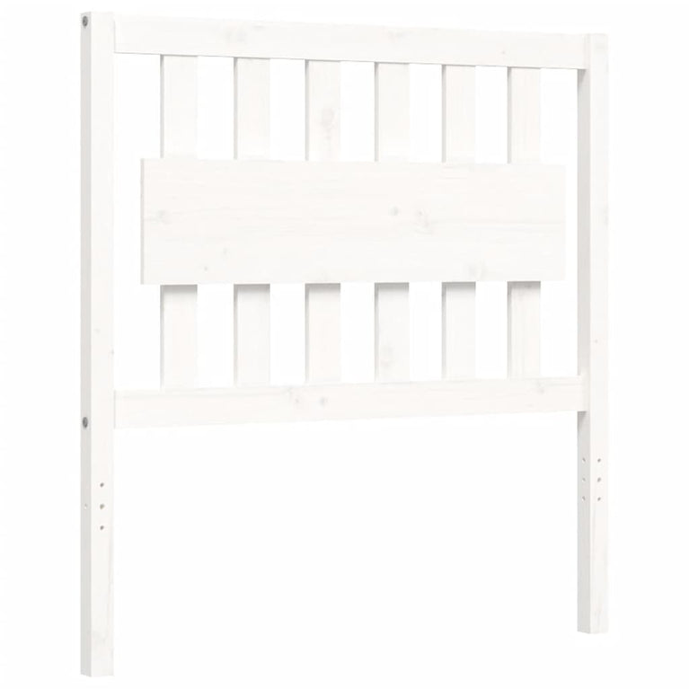 Bedframe met hoofdbord massief hout wit 90x200 cm