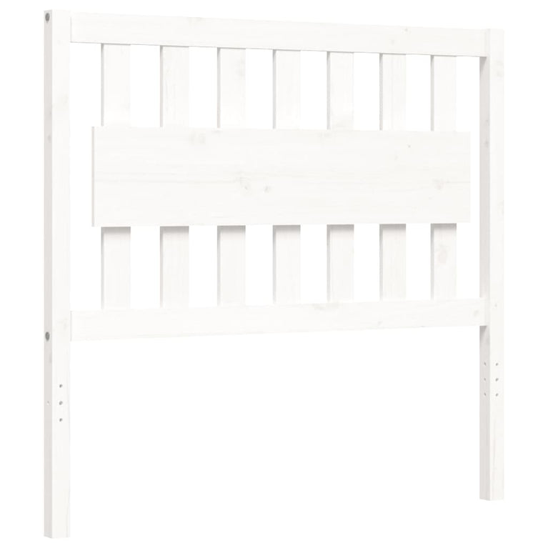 Bedframe met hoofdbord massief hout wit 100x200 cm