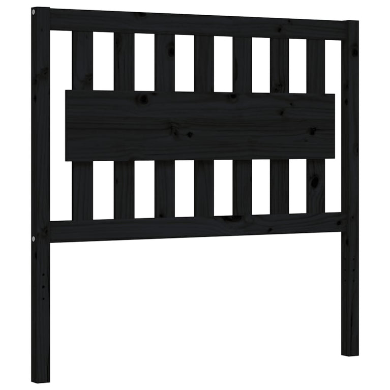 Bedframe met hoofdbord massief hout zwart 100x200 cm