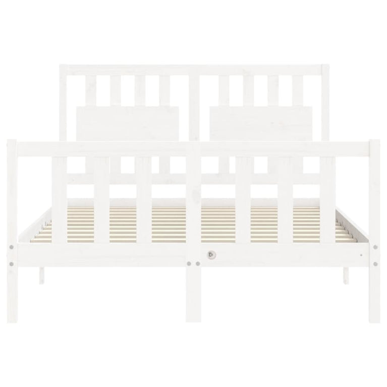 Bedframe met hoofdbord massief hout wit 120x200 cm